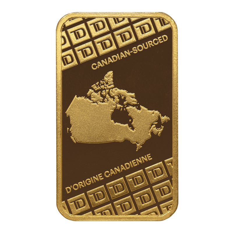 Image for 1 oz TD Canadian-Sourced Fine Gold Bar from TD Precious Metals